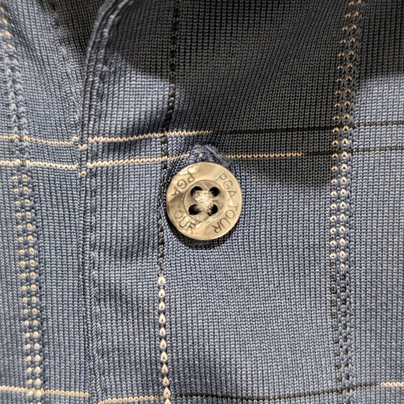 PGA Tour Licsenced Golf Polo Men's XL Blue Short Checkered Performance Shirt - Picture 5 of 5